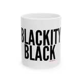 BLACKITY BLACK - BLACK CERAMIC MUG WHITE 11OZ
