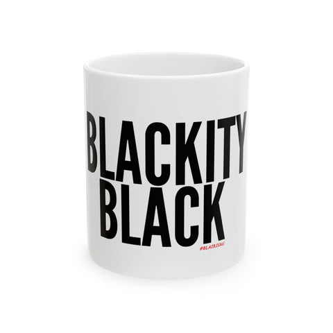 BLACKITY BLACK - BLACK CERAMIC MUG WHITE 11OZ