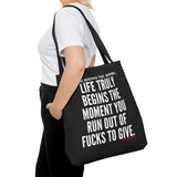 LIFE TRULY BEGINS TOTE BAG