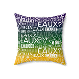 EAUX- WHITE ON MARDI GRAS  THROW PILLOW