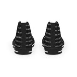 BLACK MAGIC WHITE LETTERS HI-TOP SNEAKERS WHITE-SOLE