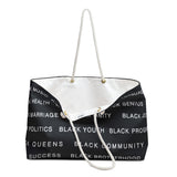 BLACK MAGIC WHITE LETTERS WEEKENDER BAG