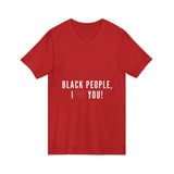 BLACKITY BLACK - WHITE UNISEX V-NECK T-SHIRT