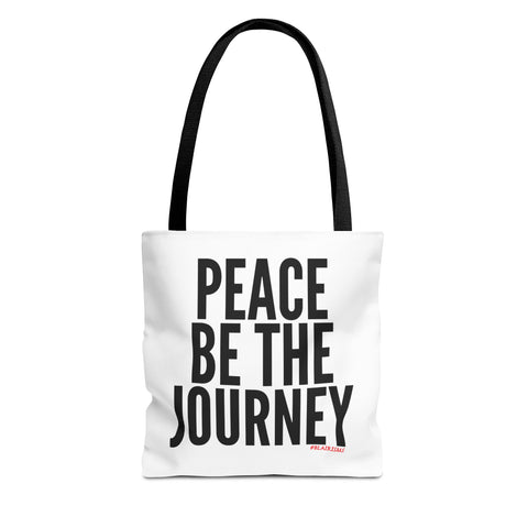 PEACE BE THE JOURNEY BLACK TOTE BAG