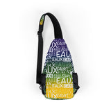EAUX- WHITE ON MARDI GRAS SLING BAG