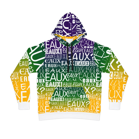 EAUX- WHITE ON MARDI GRAS AOP PULLOVER HOODIE