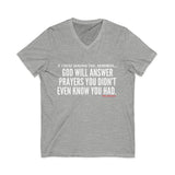 GOD WILL ANSWER UNISEX V-NECK T-SHIRT