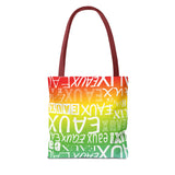EAUX WHITE ON RAINBOW TOTE BAG
