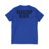 BEAUCOUP BLACK - BLACK UNISEX V-NECK T-SHIRT