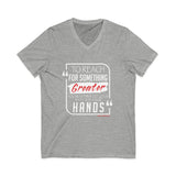 REACH FOR SOMETHING - WHITE RED UNISEX V-NECK T-SHIRT