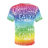 EAUX WHITE ON RAINBOW AOP UNISEX T-SHIRT
