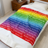 BLACK MAGIC RAINBOW WHITE PLUSH BLANKET