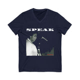 SPEAK - WHITE UNISEX V-NECK T-SHIRT