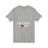 BLACKITY BLACK - WHITE UNISEX V-NECK T-SHIRT