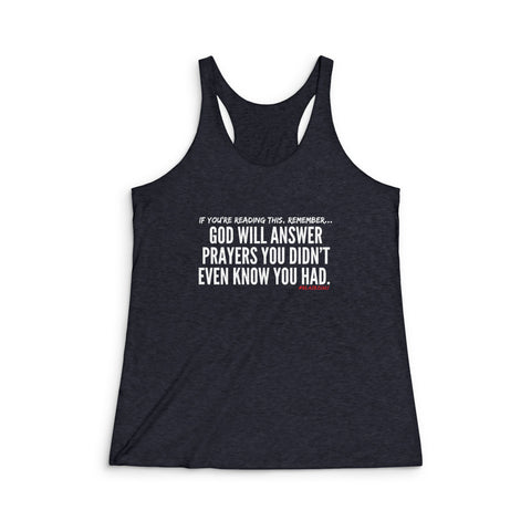 GOD WILL ANSWER RACERBACK TANK TOP