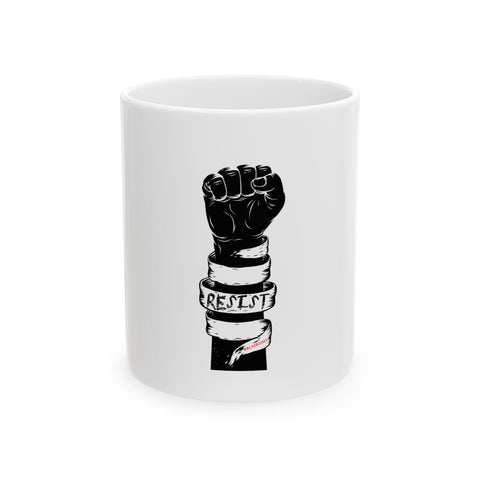 RESIST FIST CERAMIC MUG - WHITE 15OZ