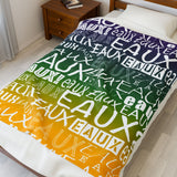 EAUX- WHITE ON MARDI GRAS PLUSH BLANKET