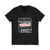 REACH FOR SOMETHING - WHITE RED UNISEX V-NECK T-SHIRT