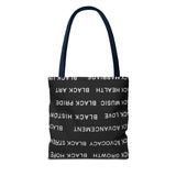 BLACK MAGIC WHITE LETTERS TOTE BAG