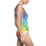 EAUX WHITE ON RAINBOW 1 PIECE SWIM SUIT