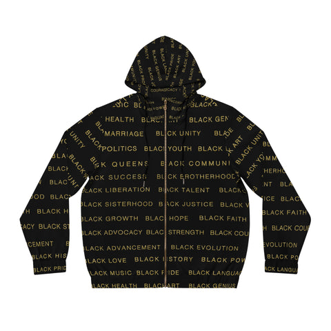 BLACK MAGIC - BLACK GOLD AOP ZIP HOODIE