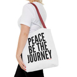 PEACE BE THE JOURNEY BLACK TOTE BAG