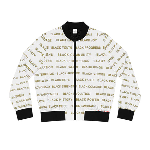 BLACK MAGIC - GOLD LETTERS AOP WOMEN'S BOMBER JACKET