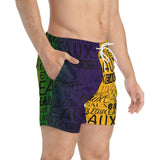 EAUX BLACK ON MARDI GRAS SWIM TRUNKS