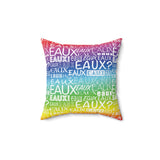 EAUX WHITE ON RAINBOW  THROW PILLOW