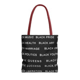 BLACK MAGIC WHITE LETTERS TOTE BAG