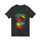 BLACK GAY PROUD FIST UNISEX V-NECK T-SHIRTS