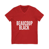 BEAUCOUP BLACK - WHITE UNISEX V-NECK T-SHIRT