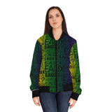 EAUX - BLACK ON MARDI GRAS AOP WOMEN'S BOMBER JACKET