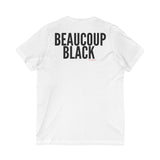BEAUCOUP BLACK - BLACK UNISEX V-NECK T-SHIRT