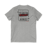 REACH FOR SOMETHING - BLACK RED UNISEX V-NECK T-SHIRT