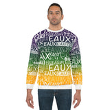 EAUX- WHITE ON MARDI GRAS AOP UNISEX SWEATSHIRT