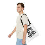 PEACE BE THE JOURNEY BLACK TOTE BAG