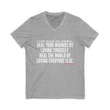 HEAL YOUR WOUNDS UNISEX V-NECK T-SHIRT
