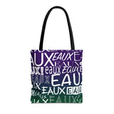 EAUX- WHITE ON MARDI GRAS TOTE BAG