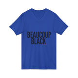 BEAUCOUP BLACK - BLACK UNISEX V-NECK T-SHIRT