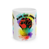 BLACK GAY PROUD FIST CERAMIC WHITE MUG 150Z