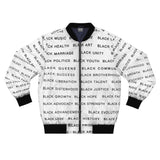 BLACK MAGIC - BLACK LETTERS AOP MEN'S BOMBER JACKET