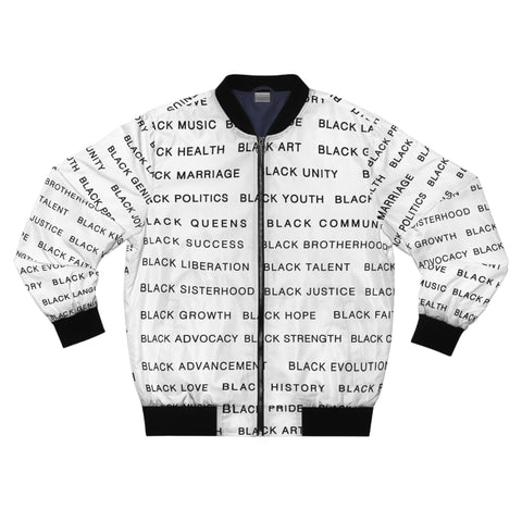 BLACK MAGIC - BLACK LETTERS AOP MEN'S BOMBER JACKET