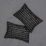 BLACK MAGIC WHITE LETTERS LUMBAR PILLOW