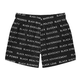 BLACK MAGIC - WHITE LETTERS SWIM TRUNKS