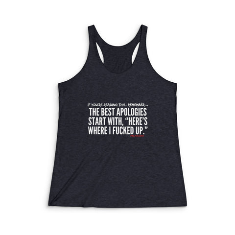 BEST APOLOGIES RACER BACK TANK TOP
