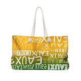 EAUX- WHITE ON MARDI GRAS  WEEKENDER BAG