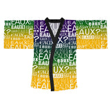 EAUX- WHITE ON MARDI GRAS KIMONO