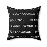 BLACK MAGIC WHITE LETTERS THROW PILLOW