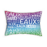 EAUX WHITE ON RAINBOW  LUMBAR PILLOW